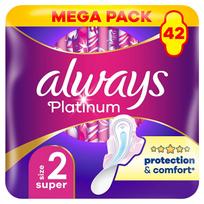 Always Platinum Ultra Super Mega sanitary pads 42 pcs Intymioji higiena Įklotai ir higieniniai paketai