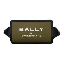 Bally Logo Zip Closure Calfskin Shoulder Crossbody Bag Men bags Khaki Black 6307294 Basic Set (Bag+Dust Bag)
