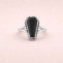 Black Onyx Coffin Ring 925 Sterling Silver, Boho Gothic Statement Ring, Handmade Onyx Gemstone Ring, Minimalist Jewelry 4 sidabras