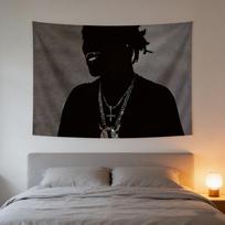1pc Hip Hop Rapper Carson Tapestry Music Album Wall Hanging Cool Decor for Man Cave Bedroom  College Dorm 74x94cm(29x37in)