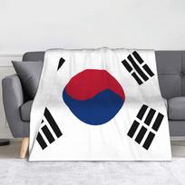 Korėjos vėliava Taegeukgi pledas Koralinis vilnos pliušas Pavasaris/Ruduo Daugiafunkcinis itin minkštas metamas pledas lovai, miegamajam, lovatiesei 75x90cm blue