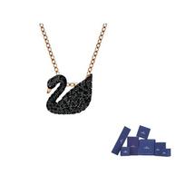 Swarovski dirbtinio kristalo akmuo, rožinio aukso spalvos padengti karoliai moterims, juodi F (One Size Fits All)-Original brand box juoda