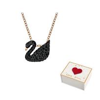 Swarovski Faux Crystal Stone, Rose Gold Tone Plated Necklaces Womens Black F (One Size Fits All)-white gift box juoda