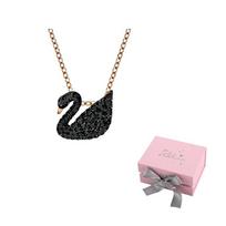 Swarovski Faux Crystal Stone, Rose Gold Tone Plated Necklaces Womens Black F (One Size Fits All)-Pink bow gift box juoda