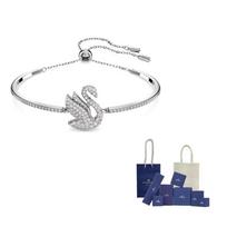 Swarovski logo charm bracelet M-Original Brand Box And Bag sidabras