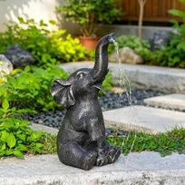 Solar Garden Elephant Statue Cute Resin Sculpture for Cabinet Yard Women Mom