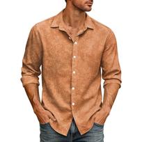 Men's Loose Fit Long Sleeve Shirt Classic Collar Casual Vintage Style Button Down Shirt Suitable for Daily Work Outdoor Breathable Fabric XL