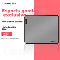 LESAILES High-Density Fiber Fine Surface Professional Gaming Mouse Pad, Medium Size with Locked Edges, Computer Desk Pad, Light Gray, 300*250*4mm