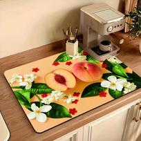 1Pcs Rubber Drying Mat With Absorbent Print For Coffee Shop Restaurant Kitchen Carpet Tableware Durable Diatom Mud Table Mat Pet Mat Coffeeware 30*40cm black