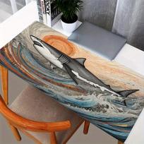 1pc Shark Anime Mouse Pad Big Large Desk Mat Non-Slip Rubber Base Long Keyboard Mousepad for PC Computer Laptop Unisex 30cmx60cm(11.8x23.6inch) gray