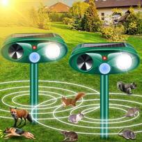 2 Pack Solar Ultrasonic Animal Repeller with USB-C Fast Charge, Double-Sealed IP65 Waterproof Deterrent for Garden, Motion Sensor Deer Cat Dog Skunk 2pcs blue