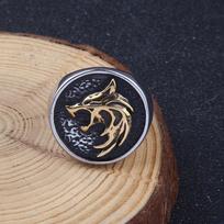 Dual Norse Wolf Ring Stainless Steel Viking Fenrir Ring Wizard Warrior Hunter Wolf Head Rings Gift for Men 11 beige