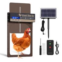 Automatinis „Chicken Coop“ durų atidarytuvas su saulės energija varomas 4 režimų aliuminio lydinio plieno kooperatyvo durų atidarytuvas su nuotolinio valdymo pultu ruda