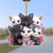 Rankų darbo žavingas katės automobilio pakabukas krepšiams ir raktams Cute cat black