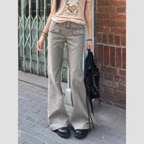 American Large Size Multi-pocket Overalls Women's Retro Functional Style Loose Straight Mopping Trousers XXL