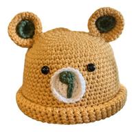Crochet Beanie Hat Cute Bear Ears Knitted Hat All-match Gift for Halloween Xmas geltona
