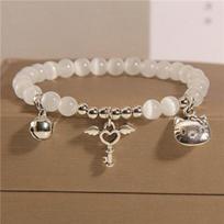 Hot-Selling Cute Hello Kitty Cat Bracelet DIY Beaded Ring Bell Heart Couple Best Friend S406