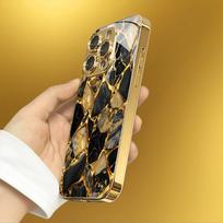 Juodo ir aukso marmuro aukso metalo dažų stiklinis telefono dėklas iPhone 17 16 15 14 13 12 11 Pro Promax Plus apsaugai nuo kritimo For iPhone11