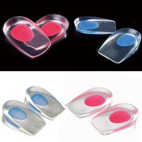 2Pair Silicone Gel Insoles Heel Plantar Fasciitis Heel Cushion Pain Absorption Heel Pads Relief Shock for Callus Corns Bone  pink*1+blue*1