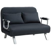 Sofa-lova su reguliuojamu atlošu, pagalvėmis, juoda, svetainė, miegamasis
