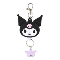 Sanrio Retractable Keychain Kuromi Key Mascot x x Character Item 168858 Face-Shaped - - Kuromi-chan (13.5 6.1 1.8 cm) - - Number