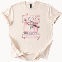 Coffee Espresso Machine Graphic T Shirt Cute Barista Art Tee Coffee Lover Gift Aesthetic Cafe Shirt Espresso Maker Drawing Top 160
