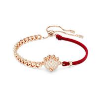 Swarovski DRAKONAS IR FENIKSAS Drakono letenos formos Kristalu padengtas rožinio aukso atspalvio Medvilninio virvelės apyrankė Moteriška Rožinio aukso/Raudona 5675841 auksas