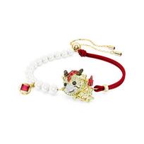 Swarovski Dragon Charm Chinese Zodiac Pearl Bracelet Women's Multicolor 5675839 ruda