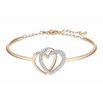 Swarovski brangus dvigubo širdies apyrankė moteriška rožinio aukso 5194838 auksas