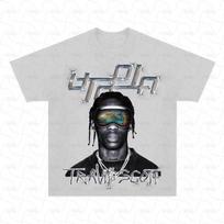 Raperio Travis Scott Retro Grafinis Marškinėlis Vyriški Hip Hop Drabužiai Y2k Unisex Blondinė Mada Per didelis Gangsterio Viršus Dovana Gerbėjui S