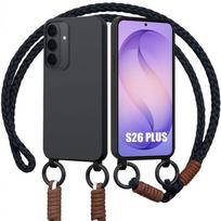 Case for Samsung Galaxy S26 Plus, Shockproof Protection Soft Silicone with Black Cord juoda