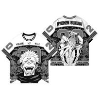 Sukuna Jujutsu Kaisen Monochrominis Manga Skydelis Džersis Prakeiktas Karalius Ne. 20 Suaugusiųjų marškinėlių vasaros greitai džiūstantys lengvi viršutiniai drabužiai S