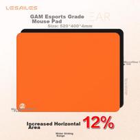 LESAILES Mouse Pad, Smooth FPS Dedicated Microvelvet Woven Computer Desk Mat, Balanced ATK Kongxi Dye Red, 2mm Deep Edge Trim, Orange, 520x400x4