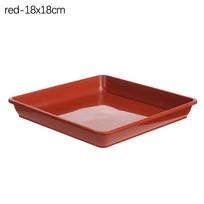 1Pcs Heavy Duty Square Flower Pot Indoor Outdoor Plant Saucer Drip Trays Plastic Tray Saucers 12x12cm raudona