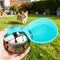 10 Oz Pet Water Bottle Portable Dog Ball Stainless Steel Bottle Leak-Proof Convenient Refill with Foldable Silicone Bowl for Outdoor Walks Travel A blue