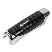 ONMS3 Car Hand Brake Cover Handbrake Grips Protection Cover For Skoda Fabia 1 Octavia A7 RS Superb Rapid Yeti Karoq Vision MK1 MK2 MK3 anglies pluošto juodos spalvos