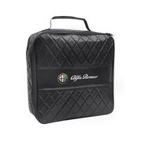 ZOPJT1 Leather Car Charging Cable Storage Box New Energy Charger Portable Bag For Alfa Romeo 4C 159 166 Spider Giulia Giulietta 156 GT