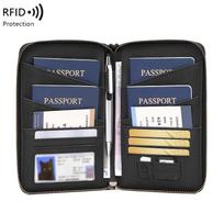 Aukščiausios kokybės RFID apsaugotas paso dėklas, daug skyrių kelioninė piniginė, didelės talpos dokumentų organizatorius, verslo ir lauko naudojimui juoda