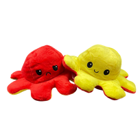 Pliušinis dvipusis aštuonkojis Tik Tok Octopus - raudonas / geltonas