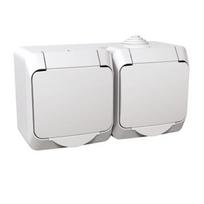 Virštinkinis dvigubas kištukinis lizdas su įžeminimu Schneider Cedar Plus WDE000523 (su dangteliu, baltas, 2x16A, 250V)