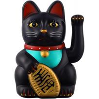 Juoda laimės katė „Maneki Neko“ su mojuojančia letenėle