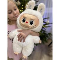 Didelis pliušinis Labubu monsters žaislas - baltas drakoniukas, 50cm