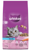 WHISKAS Sterile 1,4 kg – visavertis sausas maistas suaugusiems katėms po kastracijos, su skaniu lašišu