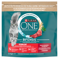 PURINA ONE Bifensis Sterilcat – suaugusiems katėms skirtas maistas, kuriame gausu jautienos, 1,4 kg