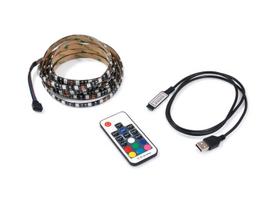 LED juostų rinkinys 5V 3 m - RGB + USB valdiklis su nuotolinio valdymo pulteliu, skirtas televizoriaus apšvietimui