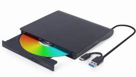Gembird External USB DVD Drive | DVD-USB-031 | Interface USB Type-C (m), USB 3.1 Gen. 1 | DVD±R/RW / CD±R/RW | CD read speed 24 x | CD write speed 24 x | Black