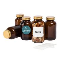 Gintarinio stiklo indeliai, 5 vnt. rinkinys, 250 ml