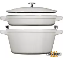 2 STAUB ketaus indų rinkinys su dangčiu 40508-385-0 - baltas triufelis 24 cm