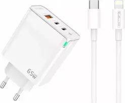 „Jellico“ greitojo įkrovimo įrenginys „Quick“ 65 W, 2 x USB-C, USB 3.0, „iPhone“ „Lightning“ laidas