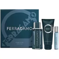 Vyriški kvepalai, „Ferragamo Intense Leather“ dovanų rinkinys: EDP 100 ml, dušo gelis 100 ml ir EDP miniatiūra 15 ml, 100 ml